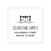 Cute Tabby Cat Peeking boven Familie Adres 2 Rubberstempel (Afrduk)