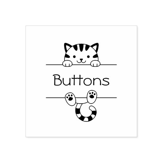 Cute Tabby Cat Peking Custom Name Rubberstempel (Afrduk)