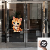 Cute Tabby Cat Raamsticker (Kantoordeur)