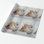 Cute Tabby Cat Spelling Art Waterverf Wrapping Cadeaupapier (Uitgerold)