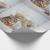 Cute Tabby Cat Spelling Art Waterverf Wrapping Cadeaupapier (Hoek)