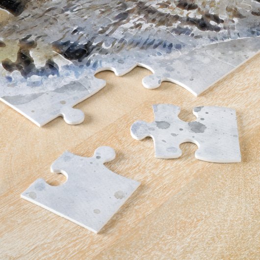 Cute Tabby Cat Waterverf Art Legpuzzel (Zijkant)