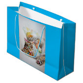 Cute Tabby Cat Waterverf blue cats Gift Bag Groot Cadeauzakje (Voorkant Gekanteld)
