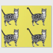 Cute Tabby Cat Yellow Colorful art Cadeaupapier (Vlak)