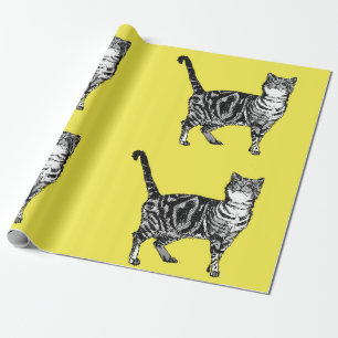 Cute Tabby Cat Yellow Colorful art Cadeaupapier
