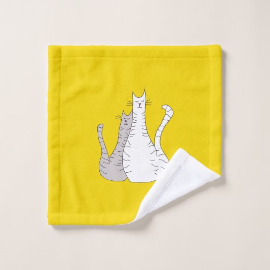 Cute Tabby Cats Pattern Yellow Bad Handdoek (Wasdoekje)