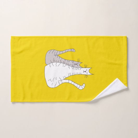 Cute Tabby Cats Pattern Yellow Bad Handdoek (Handdoek)