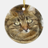 Cute Tabby die op potloodschets kijkt Keramisch Ornament (Voorkant)