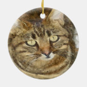 Cute Tabby die op potloodschets kijkt Keramisch Ornament (Achterkant)