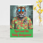 Cute Tabby en Tiger Vouwkaart Kaart (Gele Bloem)