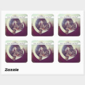 Cute Tabby Kat in Hut Foto Sjabloon Vierkante Sticker (Vel)