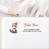 Cute Tabby Kat Kerstmuts Kerst Retouradres  Etiket (Insitu)