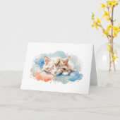 Cute Tabby Kat Slapend Tussen Wolken Groet Kaart (Gele Bloem)