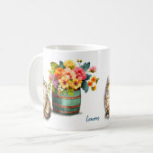 Cute Tabby Kitten Flower Barrel Koffiemok (Voorkant links)