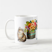 Cute Tabby Kitten Flower Barrel Koffiemok (Links)