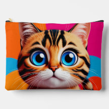 Cute Tabby Kitten Portrait With Big Blue Eyes