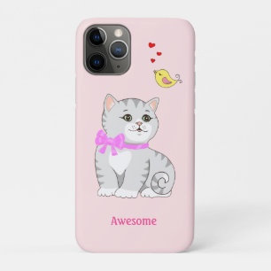 Cute Tabby Kitty Kat op Licht Roze Goud Case-Mate iPhone Case