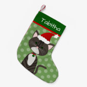 Cute Tabby Santa Cat Kleine Kerstsok (Voorkant (Hangend))