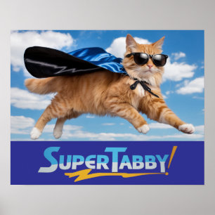 Cute Tabby Superheldenposter Poster