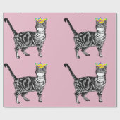 Cute Tabby Teen Queen Pink Colorful art Wrapping Cadeaupapier (Vlak)