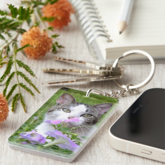 Cute Tabby & White Kitten in de Sleutelhanger Flow (Voorkant Rechts)