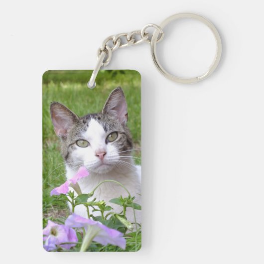 Cute Tabby & White Kitten in de Sleutelhanger Flow (achterkant)