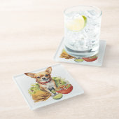 Cute Taco Chihuahua Pop Art Glazen Onderzetter (Schuin)