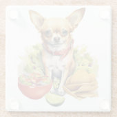 Cute Taco Chihuahua Pop Art Glazen Onderzetter (Achterkant)