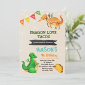 Cute taco dragon themagepartijuitnodiging kaart (Staand voorkant)