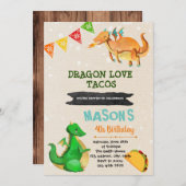 Cute taco dragon themagepartijuitnodiging kaart (Voorkant / Achterkant)