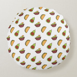 Cute Taco en Guacamole Patroon Rond Kussen