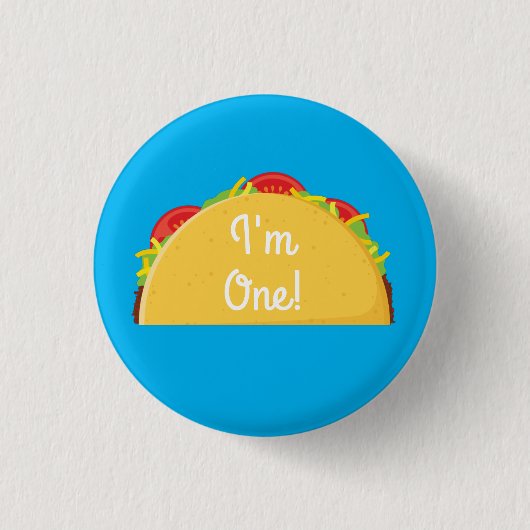 Cute Taco Kinder 1st Birthday Party Mexican Food Ronde Button 3,2 Cm (Voorkant)