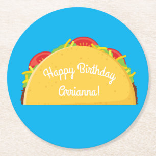 Cute Taco Kinder 1st Birthday Party Mexican Food Ronde Kartonnen Onderzetter
