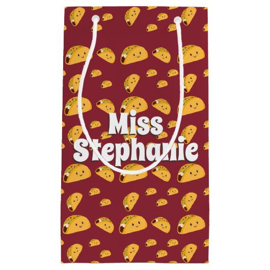Cute Taco Pattern Name Gift Bag Klein Cadeauzakje (Voorkant)