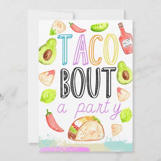 Cute taco thema feista kind verjaardagsuitnodiging kaart (Achterkant)