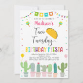Cute Taco Twosday Fiesta Cactus Birthday Kaart (Voorkant)