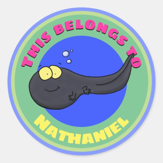 Cute tadpole cartoon ronde sticker (Voorkant)