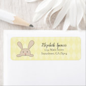Cute Tan Bunny Rabbit Return Address Yellow Argyle Etiket (Insitu)