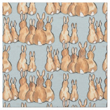 Cute Tan Bunny Rabbits op Blue Background Rustic