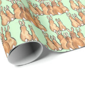 Cute Tan Bunny Rabbits op Green Woodland Rustic Cadeaupapier (Rol Hoek)