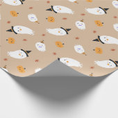Cute Tan Ghost en Pumpkin Cadeaupapier (Hoek)