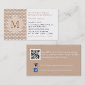Cute Tan Polka Dots with Girly Monogram Boutique Visitekaartje (Voorkant / Achterkant)