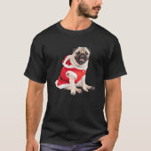 Cute Tan Pug Santa Hat Costume Image Christmas Dog T-shirt (Voorkant)