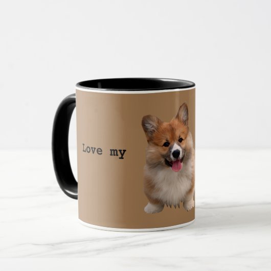 Cute Tan Welsh Corgi Mok (Voorkant links)