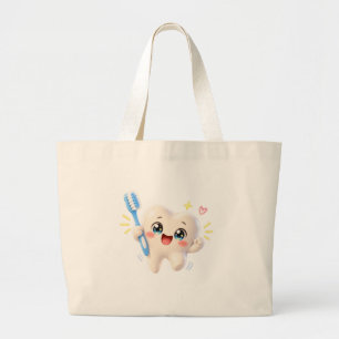 Cute Tand Karakter Tandenborstel Reusachtige Boods Grote Tote Bag