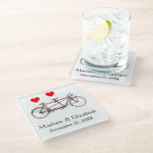 cute tandem - aangepaste bruiloft glazen onderzetter (Schuin)