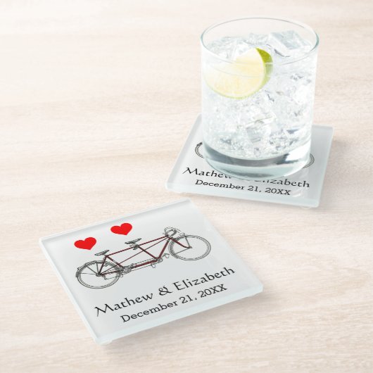  cute tandem - aangepaste bruiloft glazen onderzetter (Schuin)