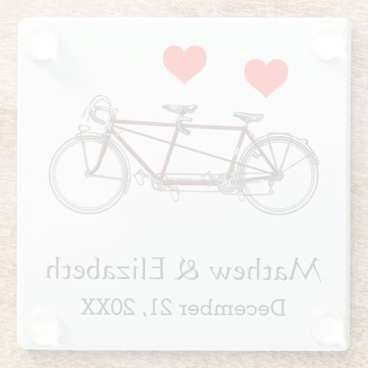  cute tandem - aangepaste bruiloft glazen onderzetter (Achterkant)