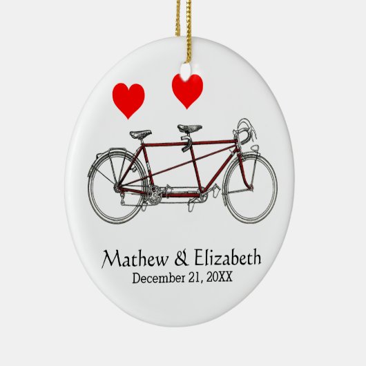  cute tandem - aangepaste bruiloft keramisch ornament (Rechts)