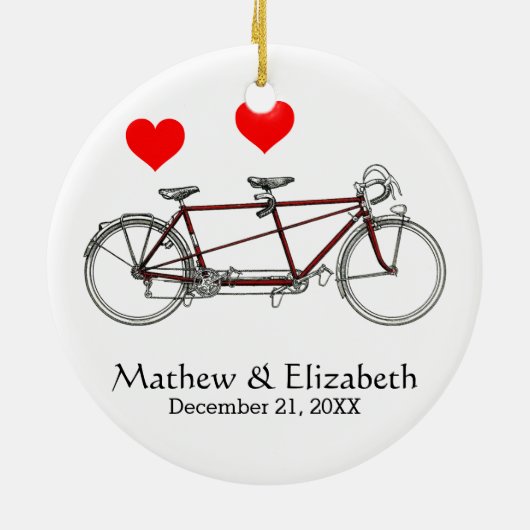  cute tandem - aangepaste bruiloft keramisch ornament (Achterkant)